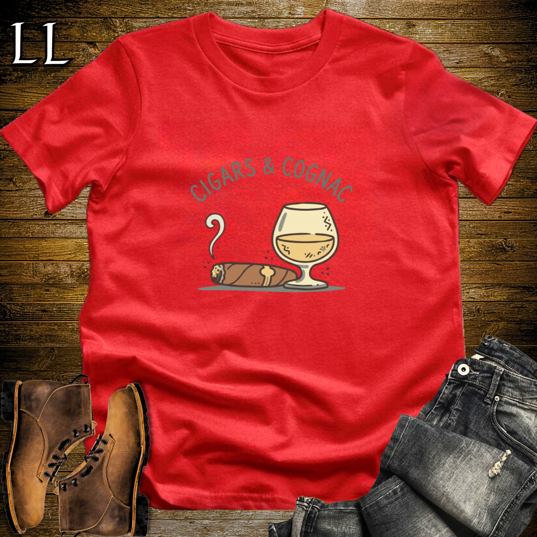 Cigars and Cognac T-Shirt Red | Cigar Pairing Gift Tee