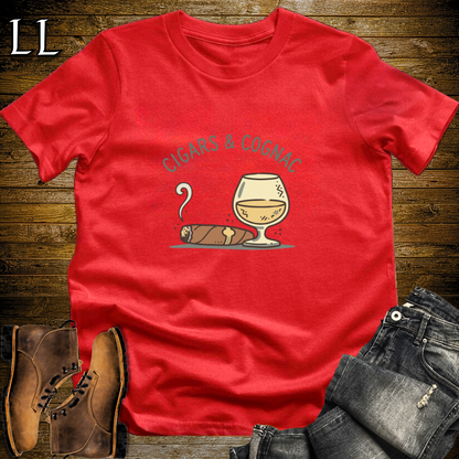 Cigars and Cognac T-Shirt Red | Cigar Pairing Gift Tee
