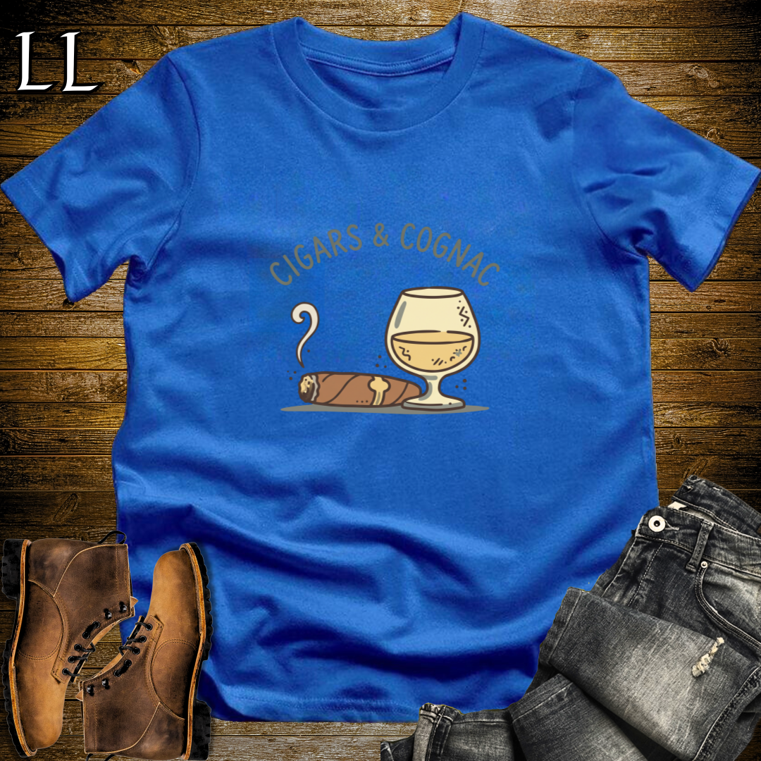 Cigars and Cognac T-Shirt Royal Blue | Cigar Pairing Gift Tee