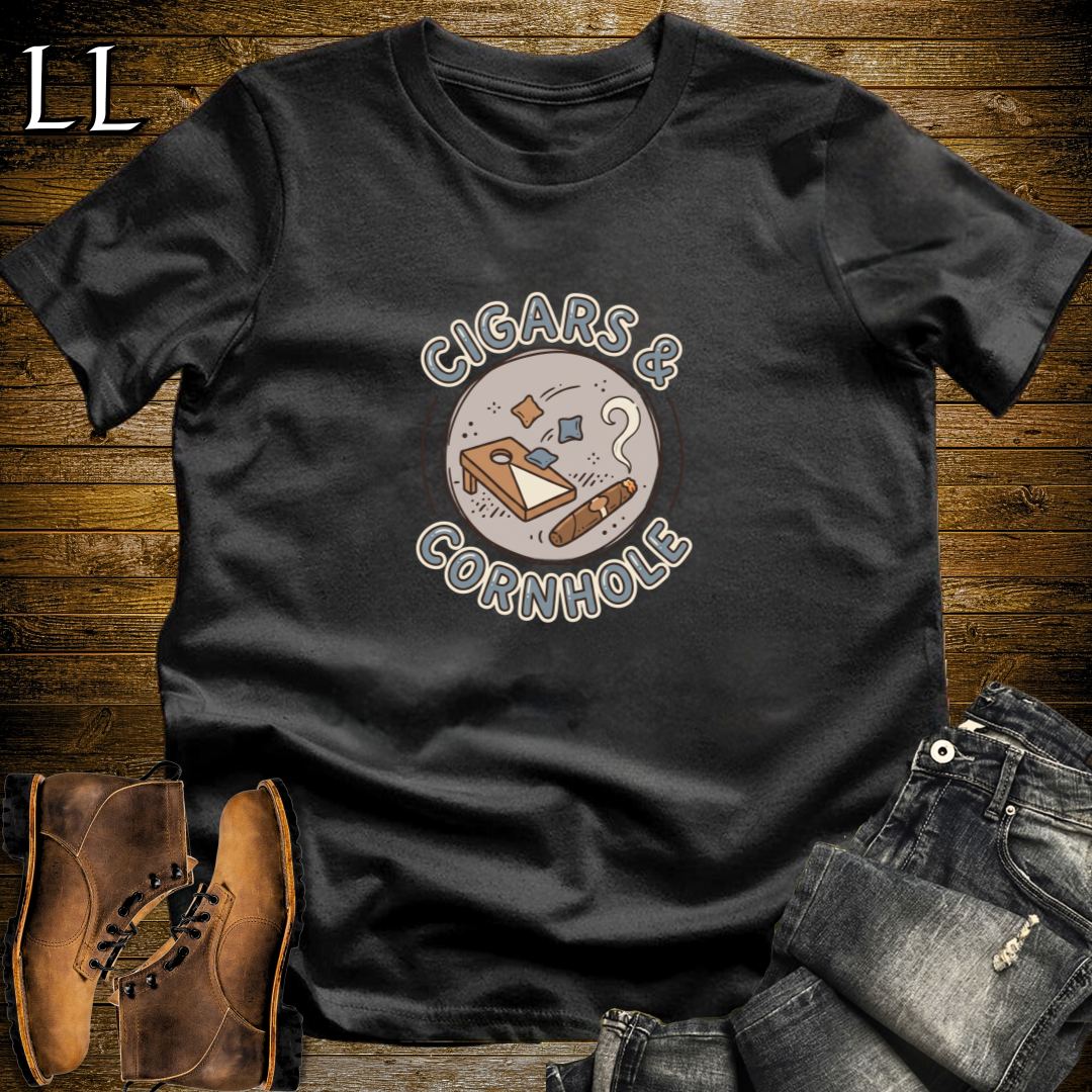 Cigars and Cornhole T-Shirt Black | Cigar Lover Gift Tee