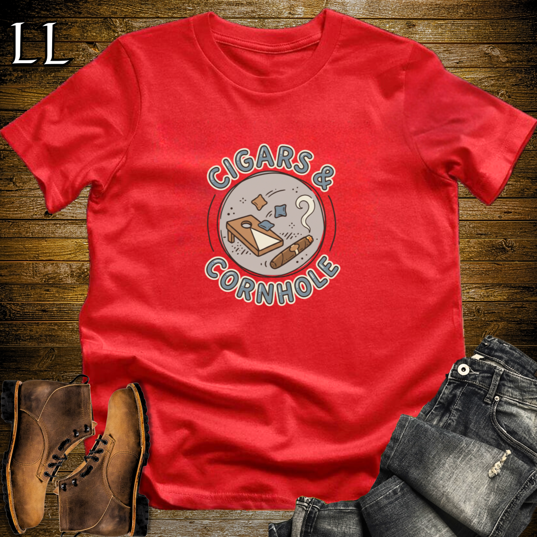 Cigars and Cornhole T-Shirt Red | Cigar Lover Gift Tee