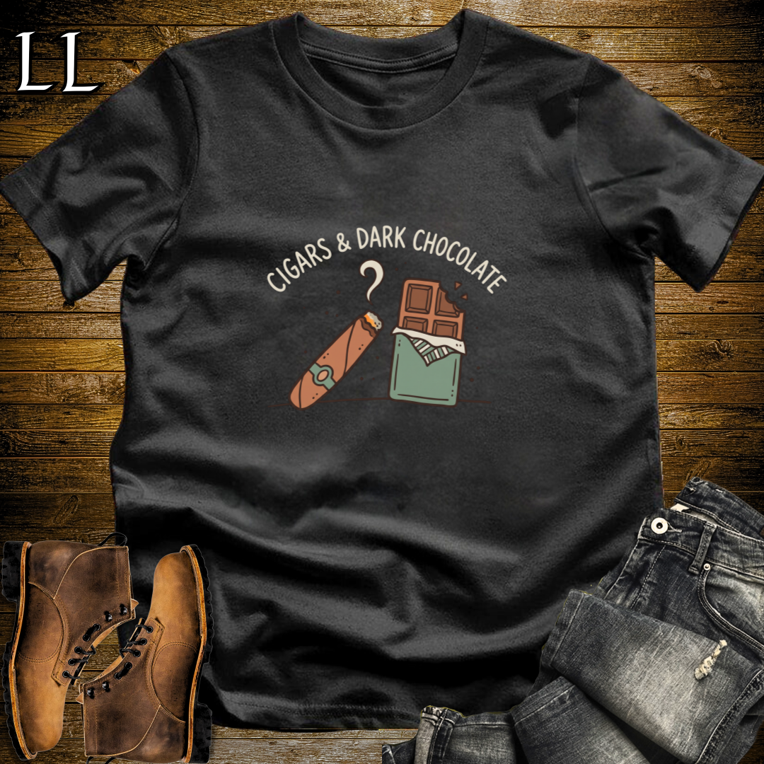 Cigars and Dark Chocolate T-Shirt Black | Cigar Pairing Gift Tee