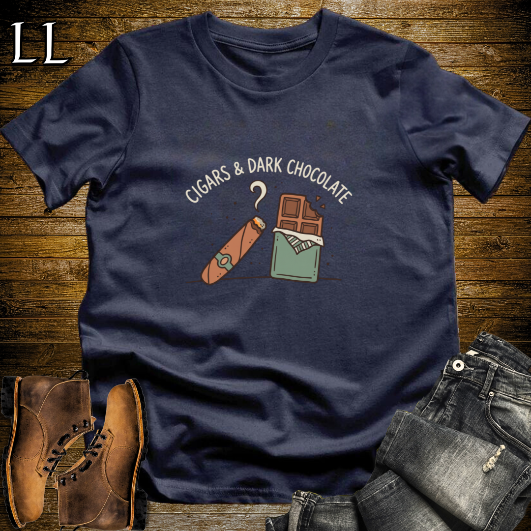 Cigars and Dark Chocolate T-Shirt Navy | Cigar Pairing Gift Tee