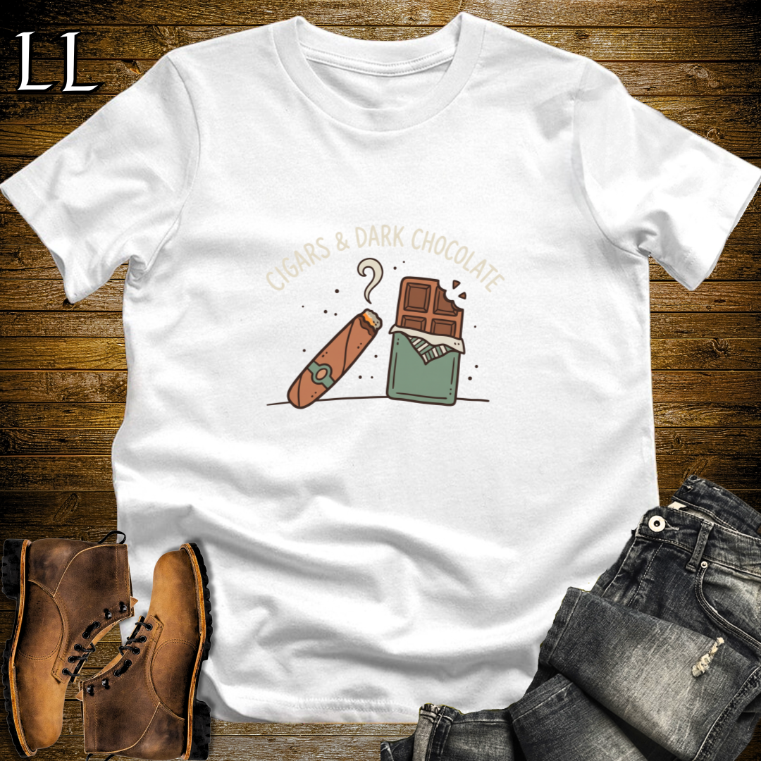 Cigars and Dark Chocolate T-Shirt White | Cigar Pairing Gift Tee