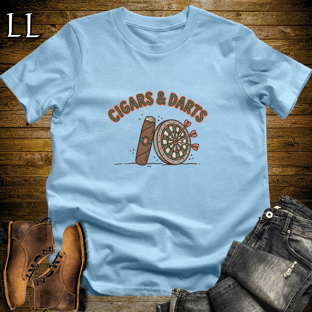 Cigars and Darts T-Shirt Light Blue | Cigar and Darts Player Tee