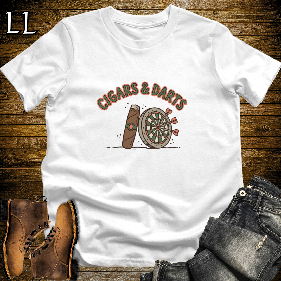 Cigars and Darts T-Shirt White | Cigar and Darts Player Tee