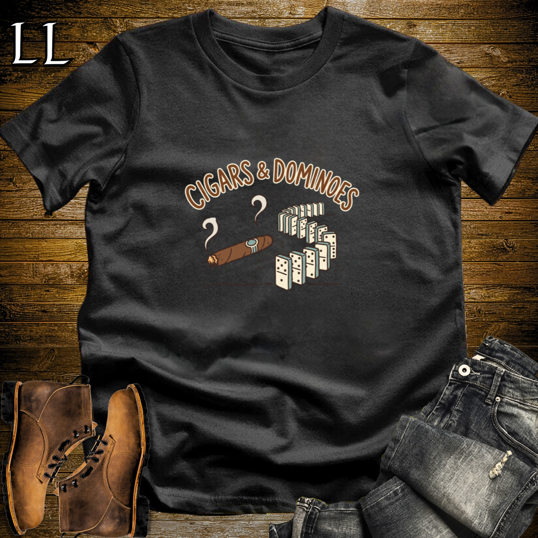 Cigars and Dominoes T-Shirt Black | Cigar Lounge Gift Tee