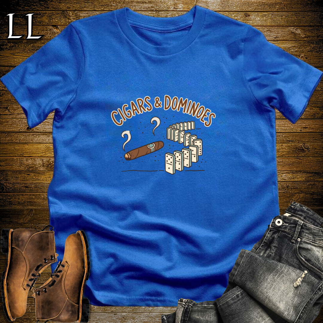 Cigars and Dominoes T-Shirt Royal Blue | Cigar Lounge Gift Tee