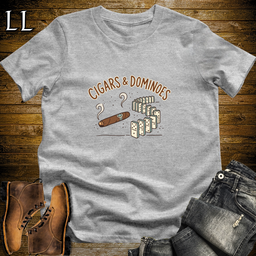 Cigars and Dominoes T-Shirt Sport Grey | Cigar Lounge Gift Tee