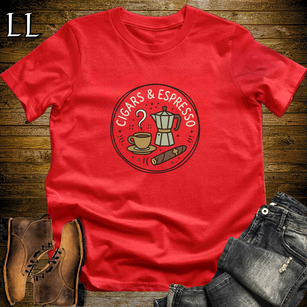 Cigars and Espresso T-Shirt Red | Cigar Coffee Lover Gift Tee