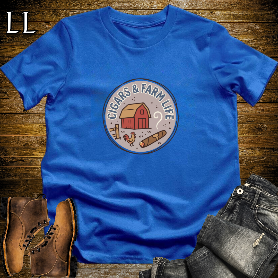 Cigars and Farm Life T-Shirt Royal Blue | Farm Life Cigar Gift Tee