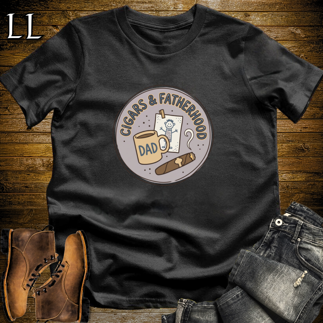 Cigars and Fatherhood T-Shirt Black | Cigar Dad Gift Tee