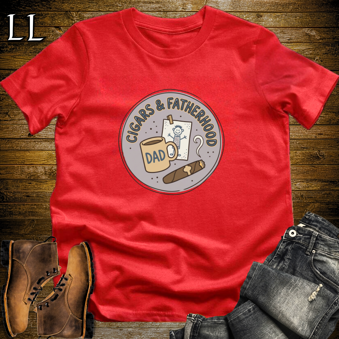 Cigars and Fatherhood T-Shirt Red | Cigar Dad Gift Tee