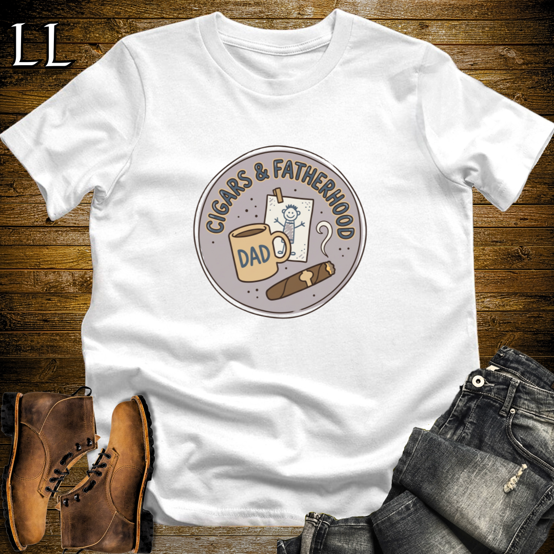 Cigars and Fatherhood T-Shirt White | Cigar Dad Gift Tee