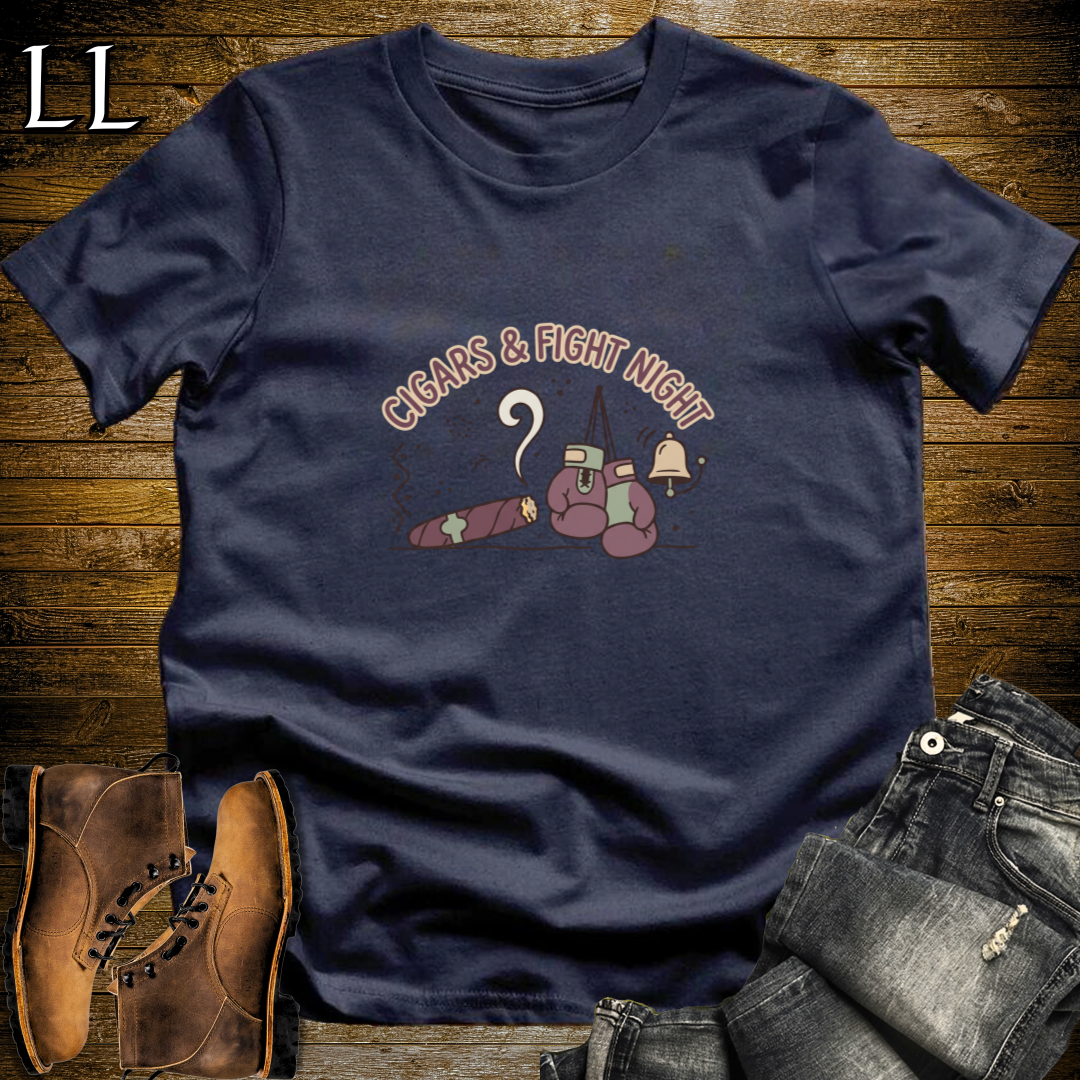 Cigars and Fight Night T-Shirt Navy | Cigar Lover Gift Tee