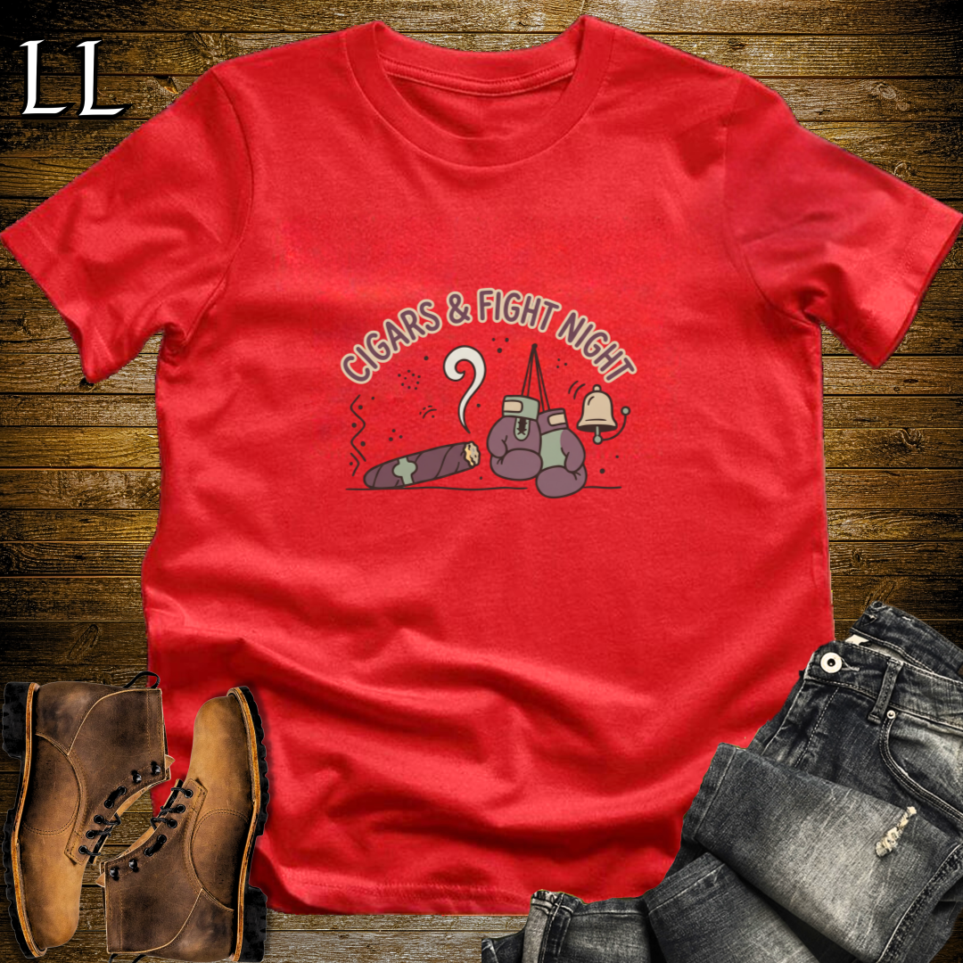 Cigars and Fight Night T-Shirt Red | Cigar Lover Gift Tee