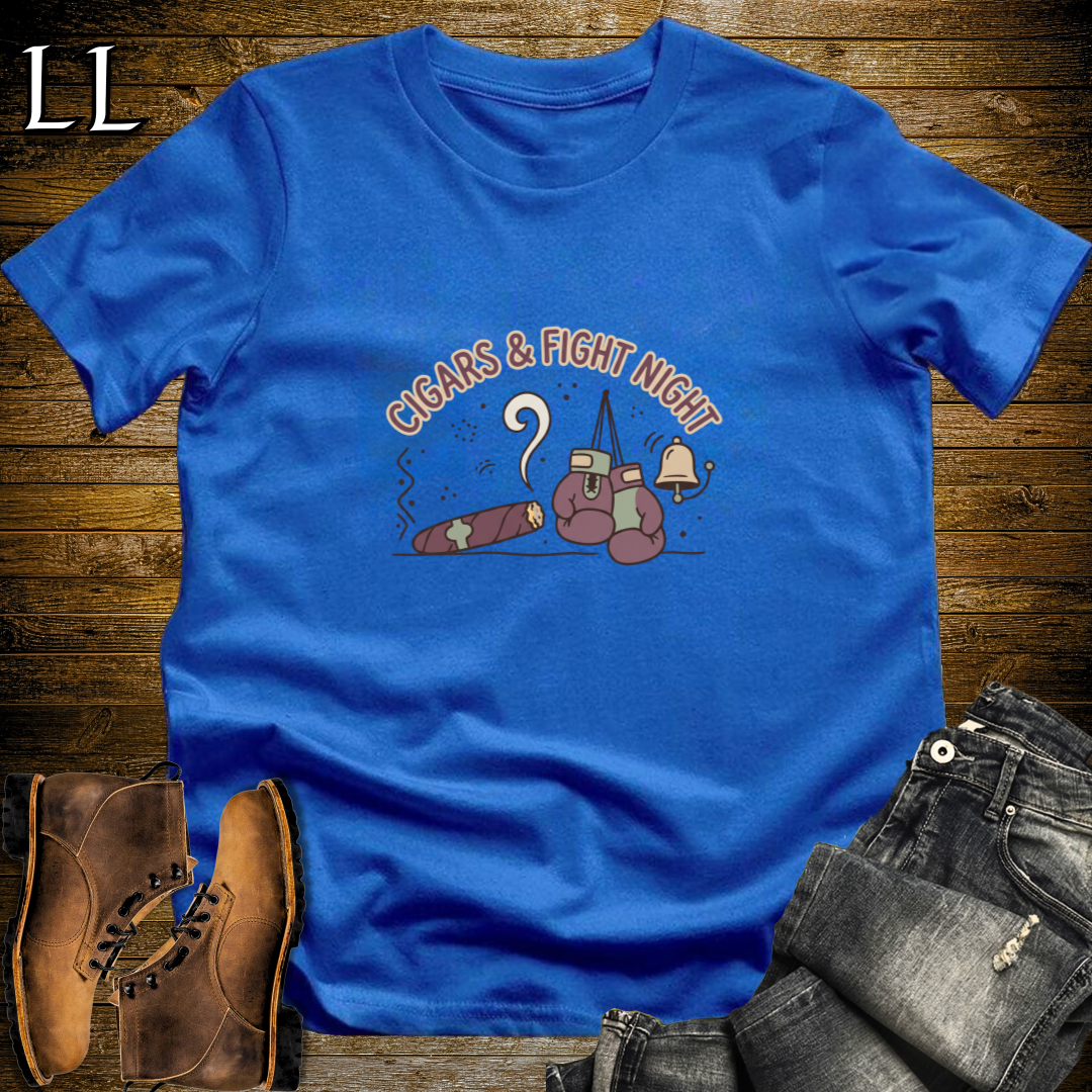 Cigars and Fight Night T-Shirt Royal Blue | Cigar Lover Gift Tee