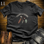Cigars and Fishing T-Shirt Black | Cigar Fishing Gift Tee