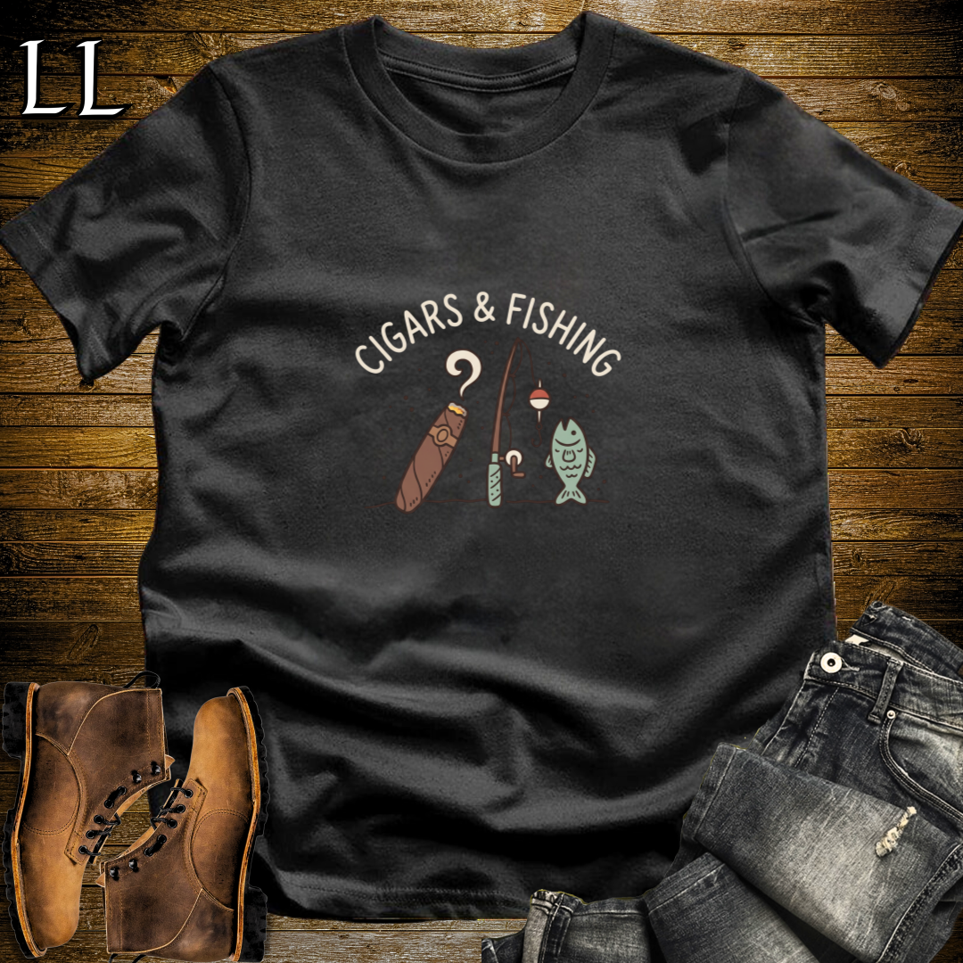 Cigars and Fishing T-Shirt Black | Cigar Fishing Gift Tee