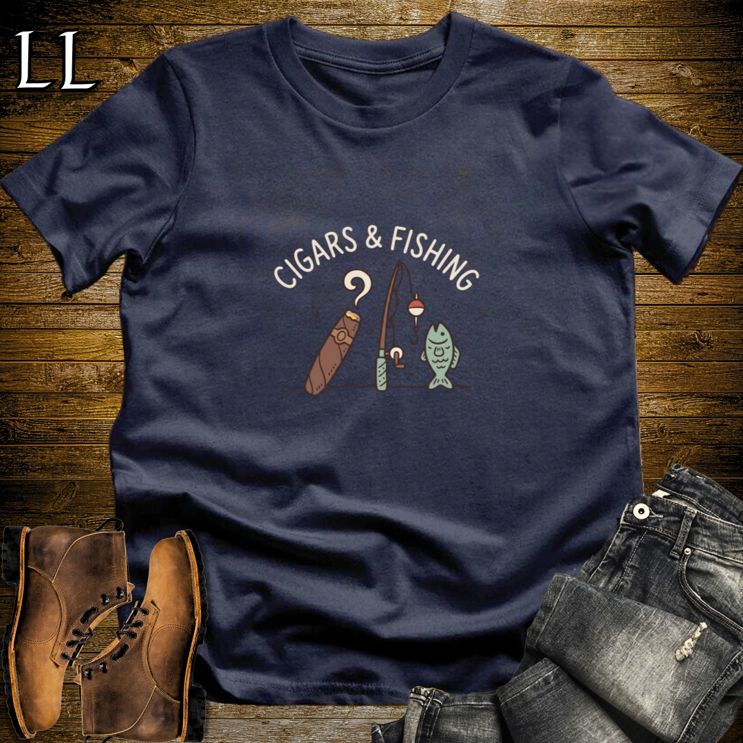 Cigars and Fishing T-Shirt Navy | Cigar Fishing Gift Tee