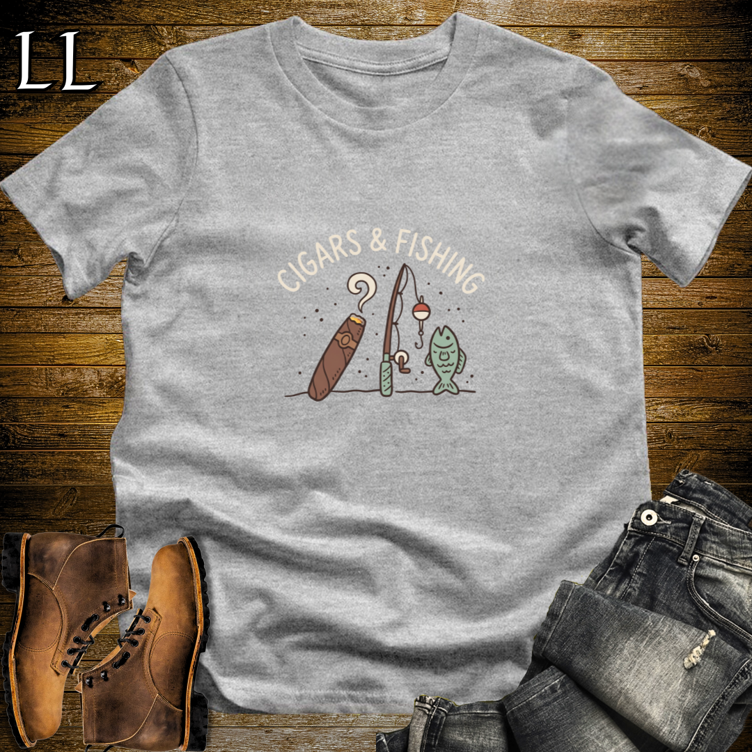 Cigars and Fishing T-Shirt Sport Grey | Cigar Fishing Gift Tee