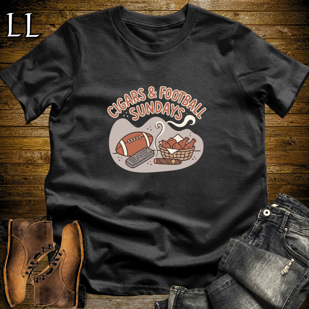 Cigars and Football Sundays T-Shirt Black | Football Sunday Cigar Tee