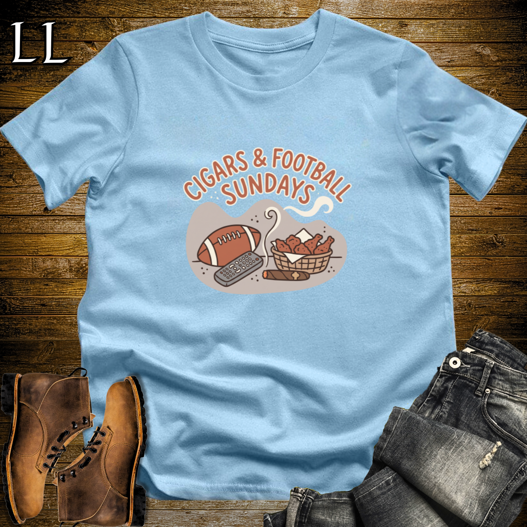 Cigars and Football Sundays T-Shirt Light Blue | Football Sunday Cigar Tee