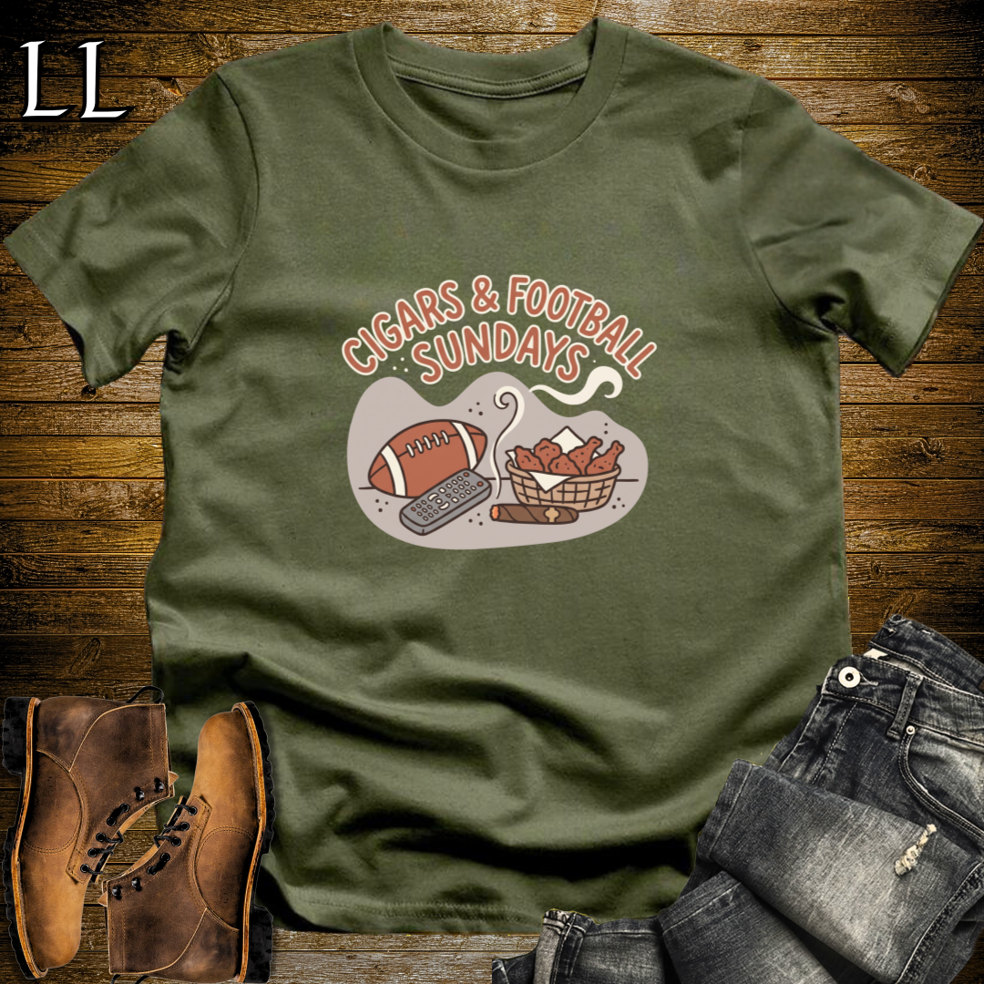 Cigars and Football Sundays T-Shirt Military Green | Football Sunday Cigar Tee