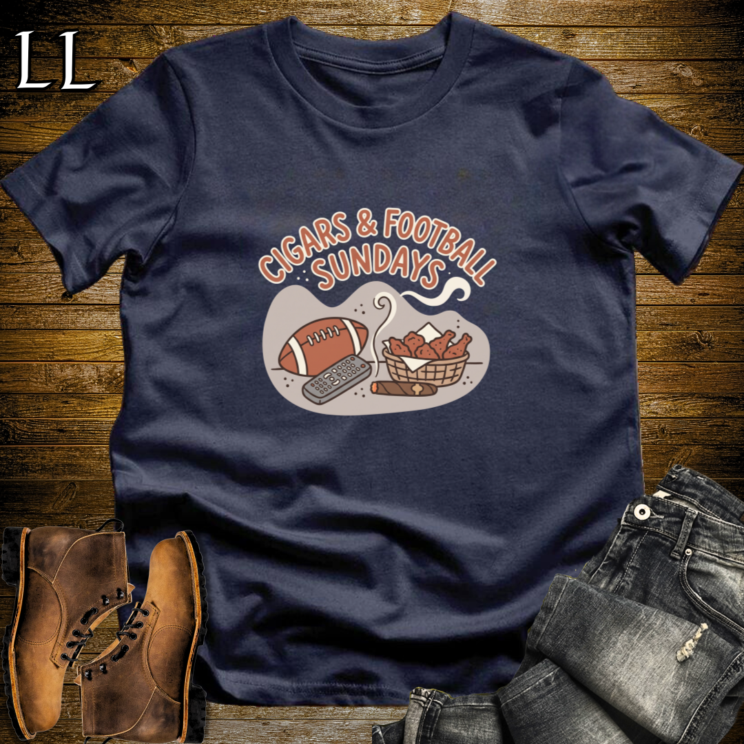 Cigars and Football Sundays T-Shirt Navy | Football Sunday Cigar Tee
