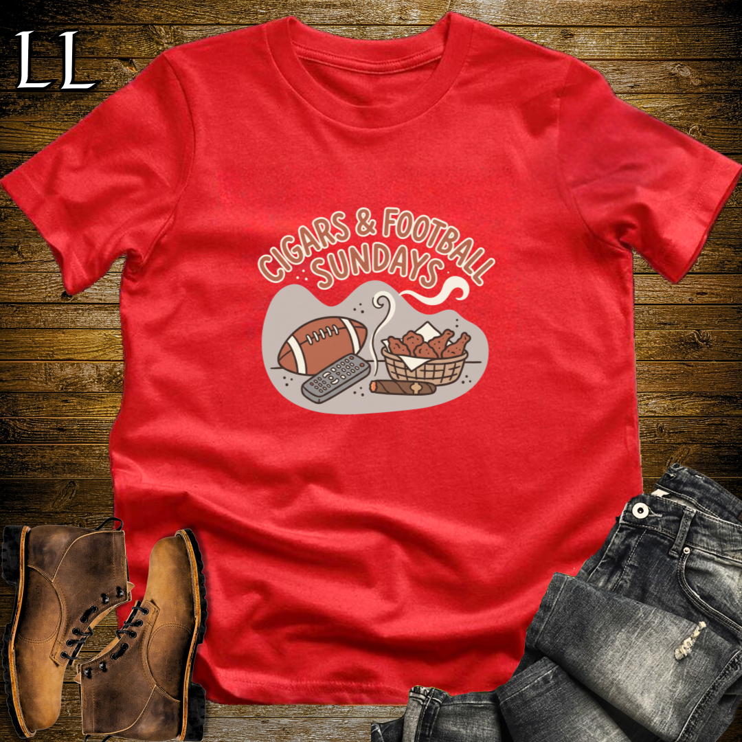 Cigars and Football Sundays T-Shirt Red | Football Sunday Cigar Tee