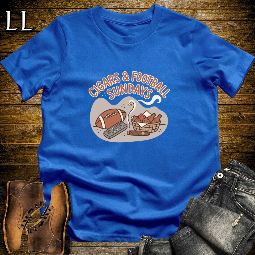 Cigars and Football Sundays T-Shirt Royal Blue | Football Sunday Cigar Tee