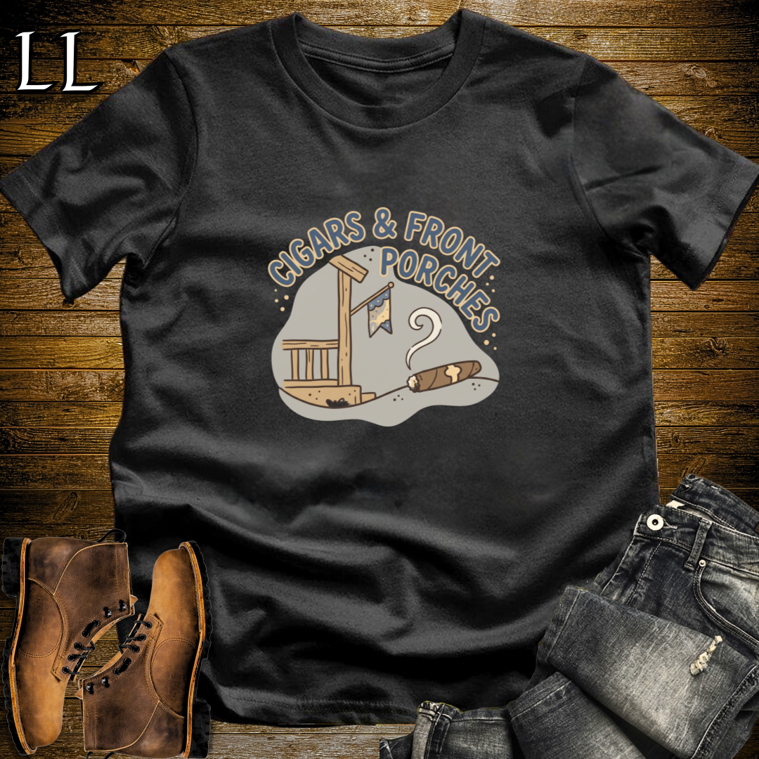 Cigars and Front Porches T-Shirt Black | Front Porch Cigar Shirt