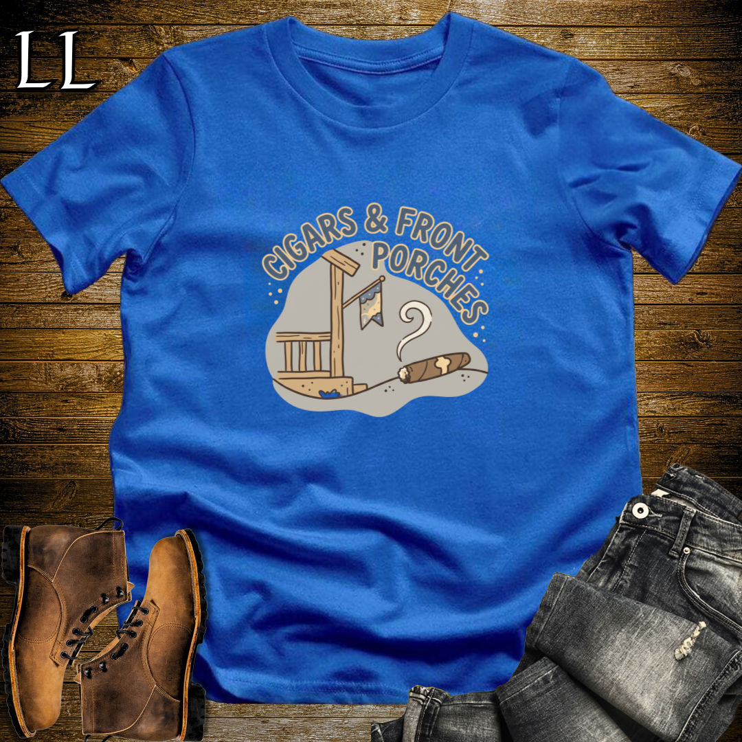 Cigars and Front Porches T-Shirt Royal Blue | Front Porch Cigar Shirt
