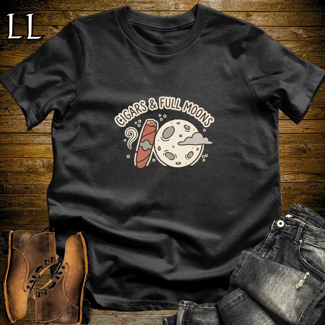 Cigars and Full Moons T-Shirt Black | Night Sky Cigar Gift Tee