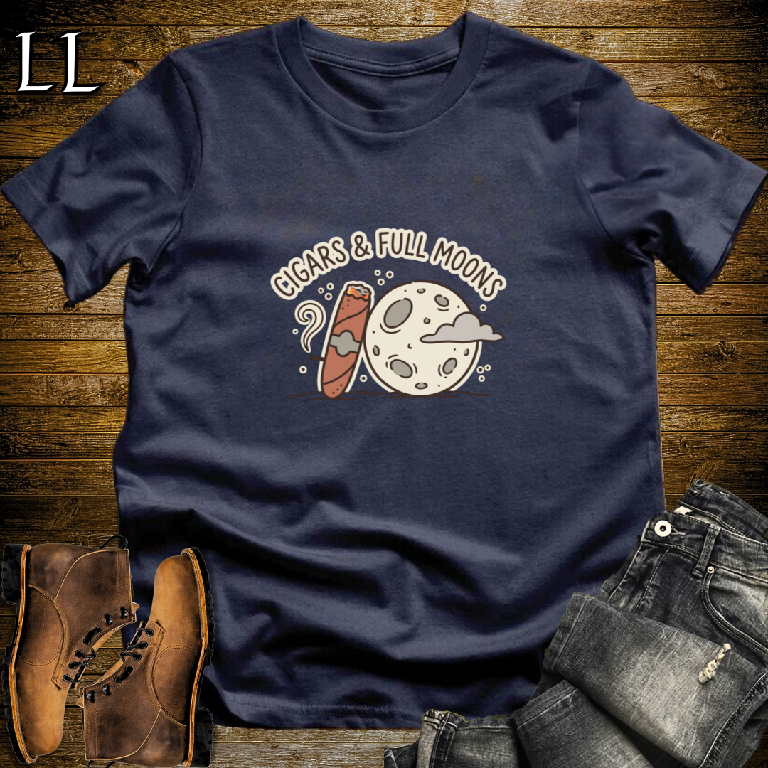 Cigars and Full Moons T-Shirt Navy | Night Sky Cigar Gift Tee