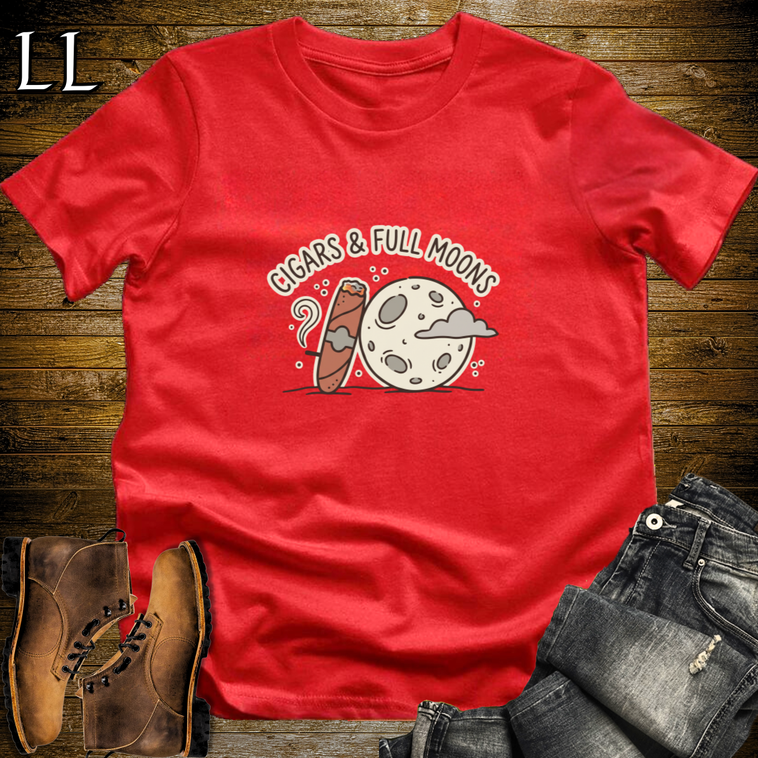 Cigars and Full Moons T-Shirt Red | Night Sky Cigar Gift Tee