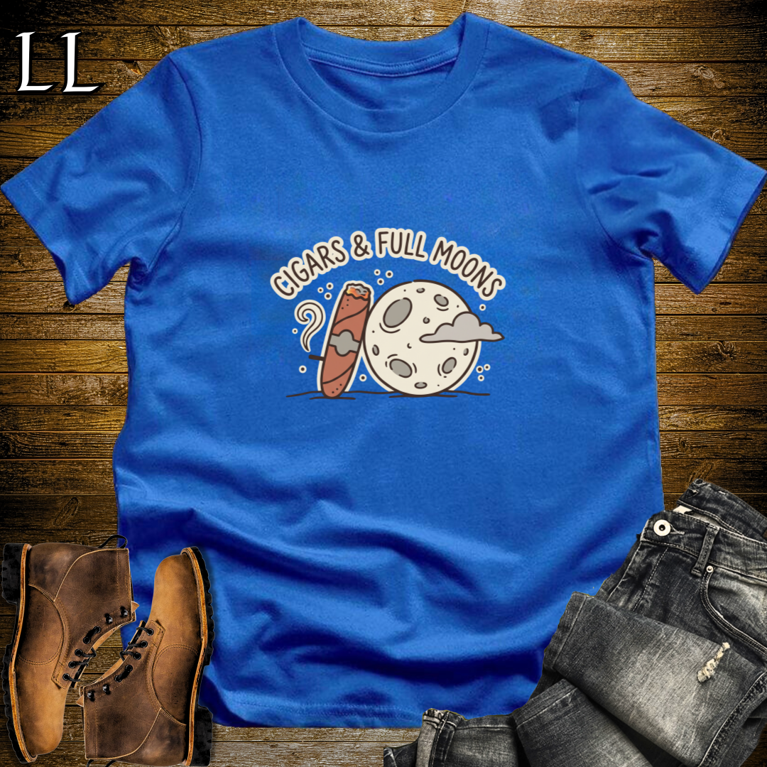 Cigars and Full Moons T-Shirt Royal Blue | Night Sky Cigar Gift Tee
