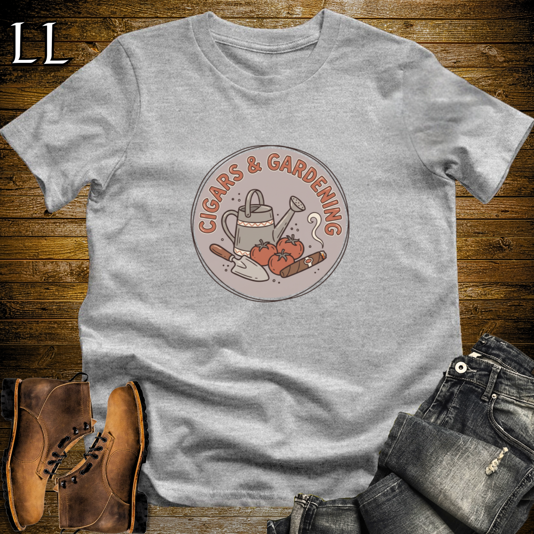 Cigars and Gardening T-Shirt Sport Grey | Garden Lover Cigar Gift Tee