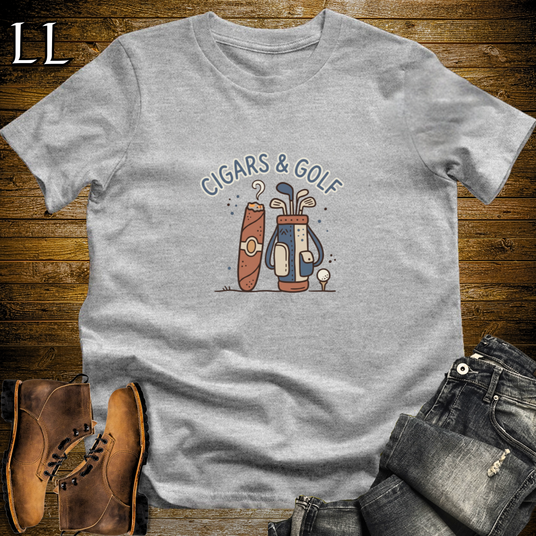 Cigars and Golf T-Shirt Sport Grey | Cigar Golfer Gift Tee