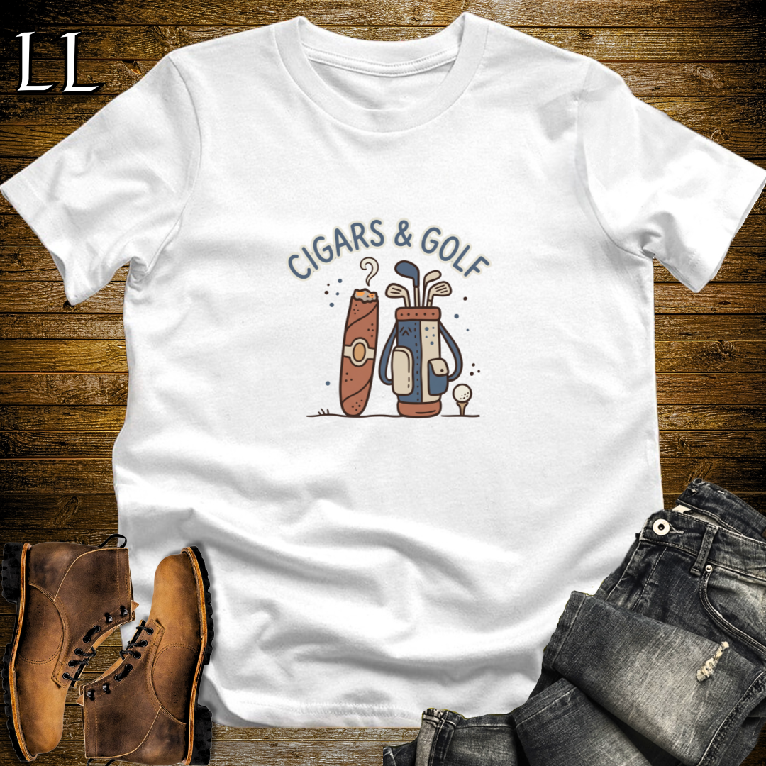 Cigars and Golf T-Shirt White | Cigar Golfer Gift Tee