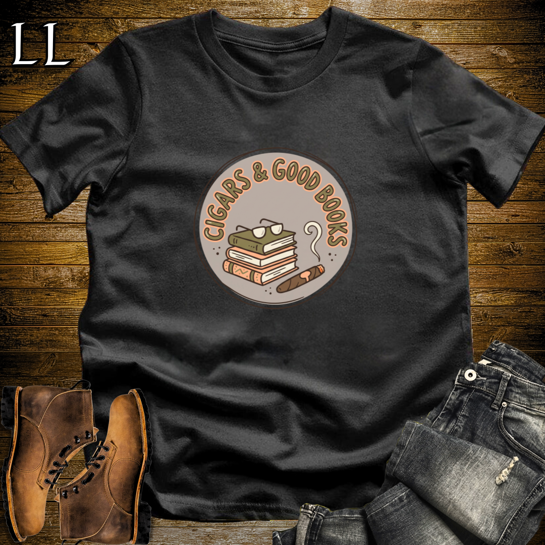 Cigars and Good Books T-Shirt Black | Cigar Reader Gift Tee