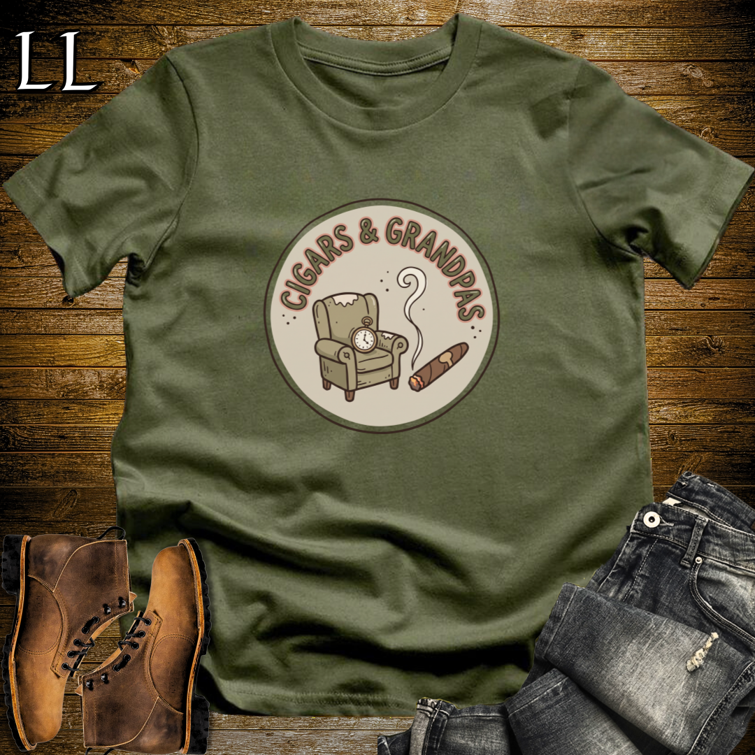 Cigars and Grandpas T-Shirt Military Green | Grandpa Cigar Gift