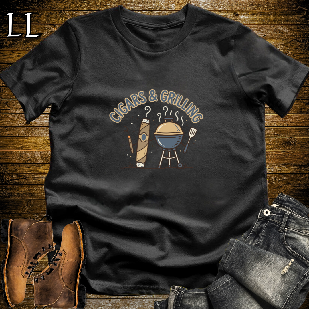 Cigars and Grilling T-Shirt Black | Grill Master Cigar Gift