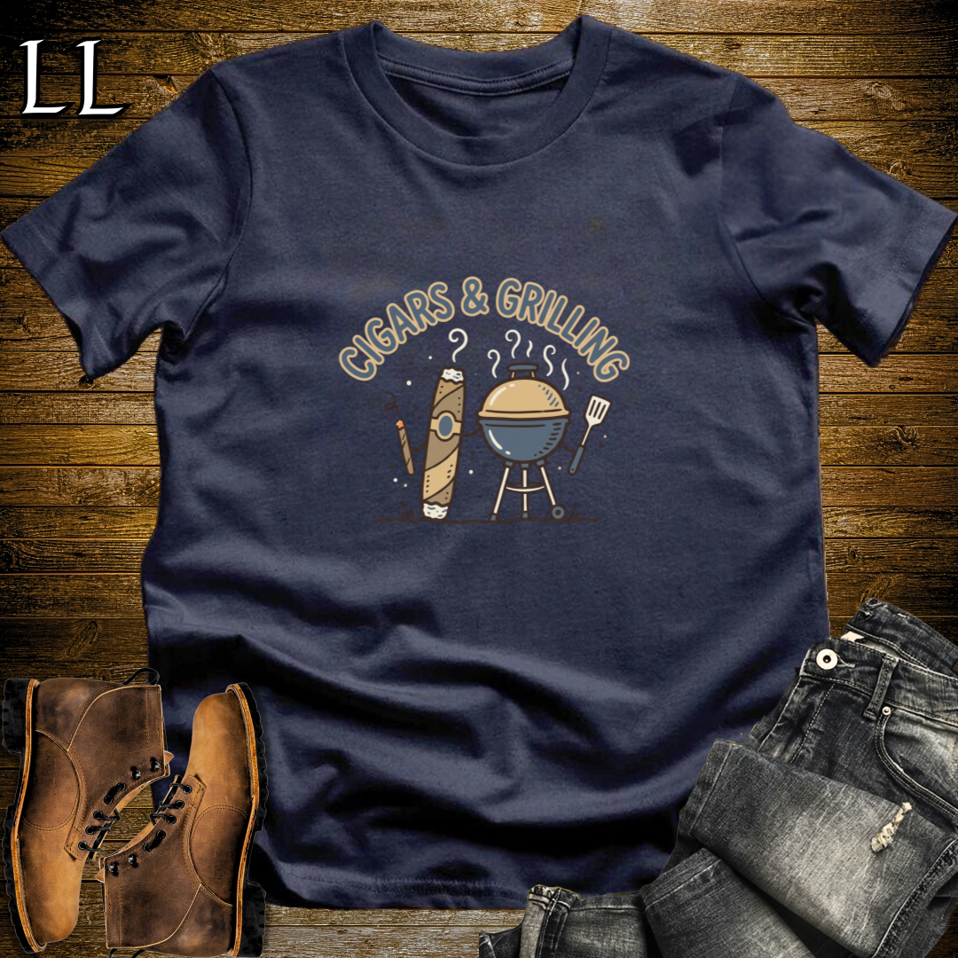 Cigars and Grilling T-Shirt Navy | Grill Master Cigar Gift