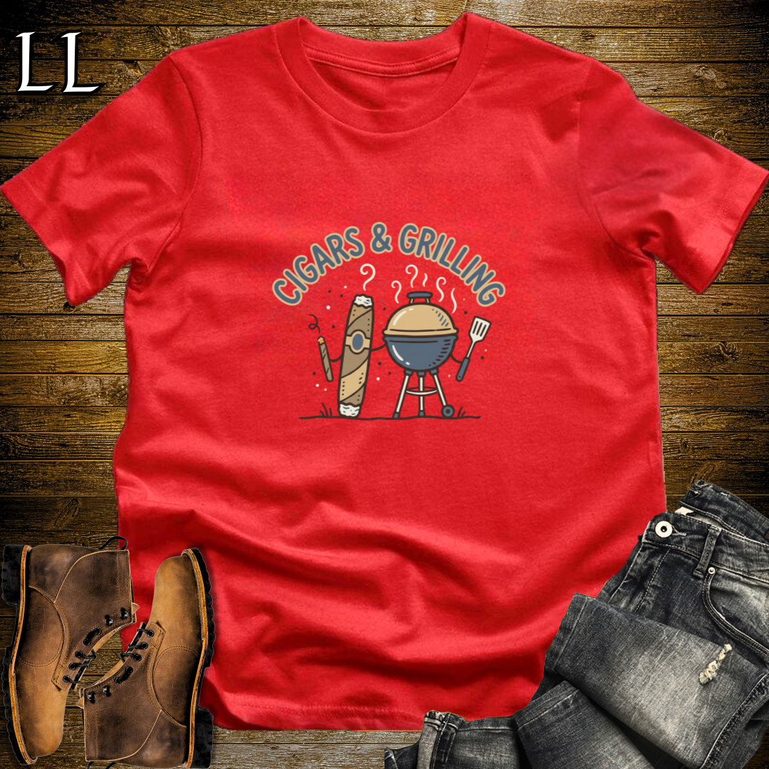 Cigars and Grilling T-Shirt Red | Grill Master Cigar Gift