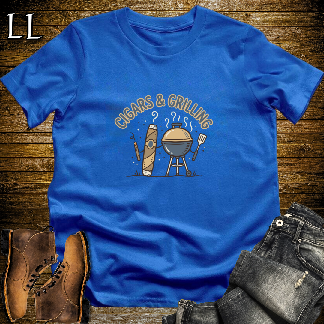 Cigars and Grilling T-Shirt Royal Blue | Grill Master Cigar Gift