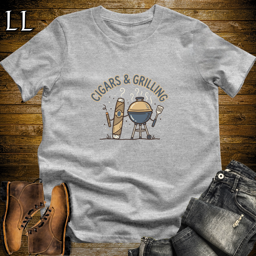 Cigars and Grilling T-Shirt Sport Grey | Grill Master Cigar Gift