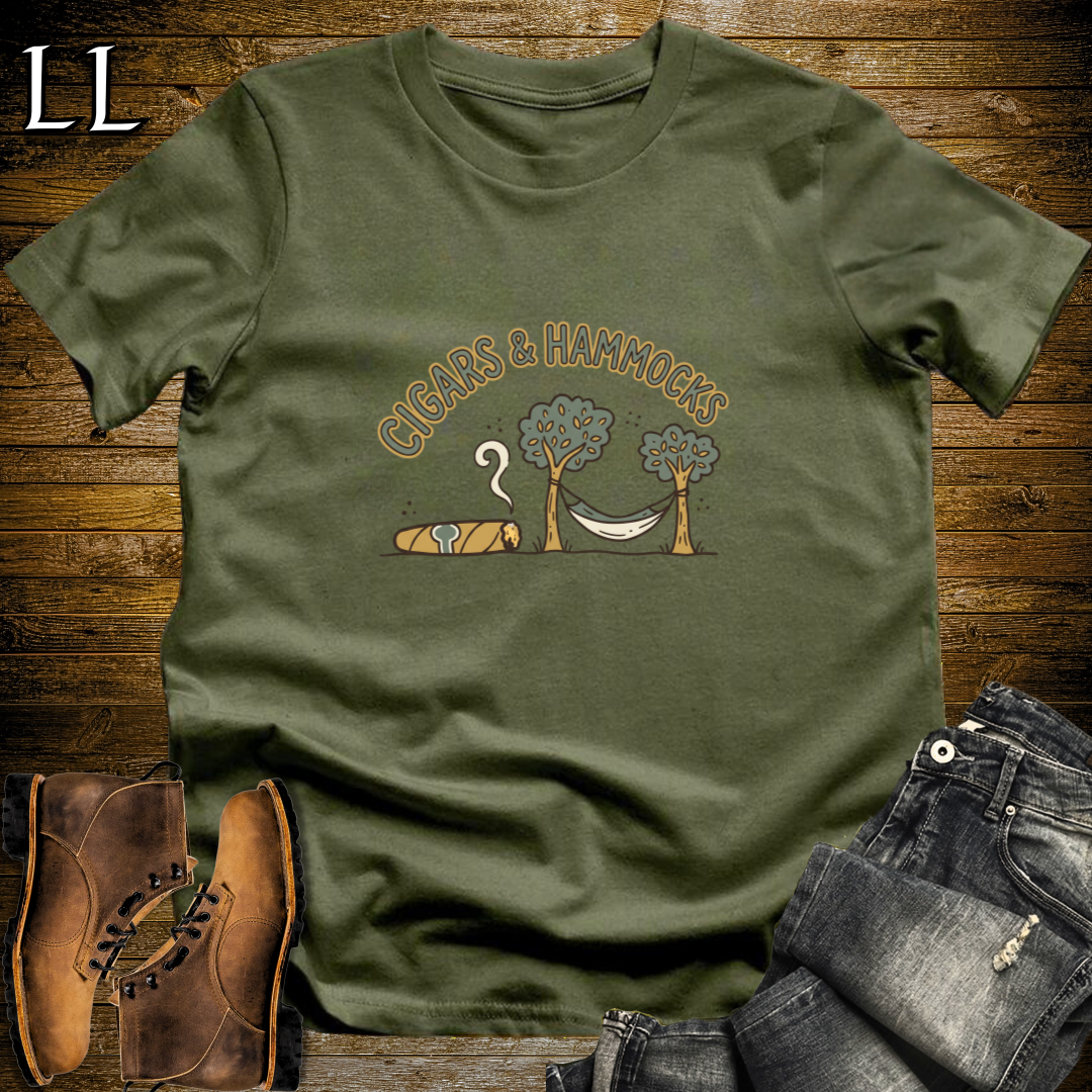 Cigars and Hammocks T-Shirt Military Green | Cigar Lover Gift Tee