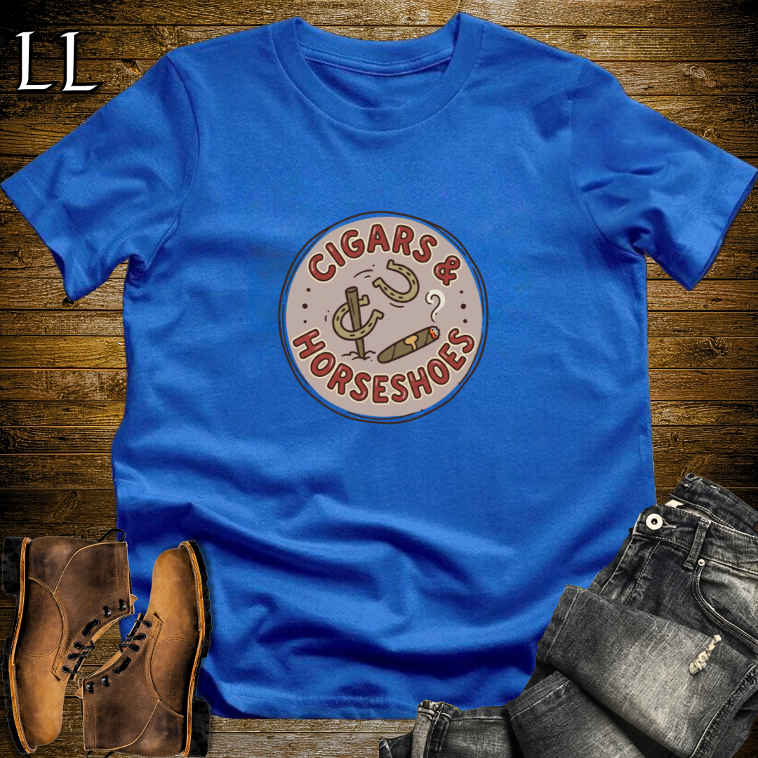 Cigars and Horseshoes T-Shirt Royal Blue | Cigar Gift For Him Tee