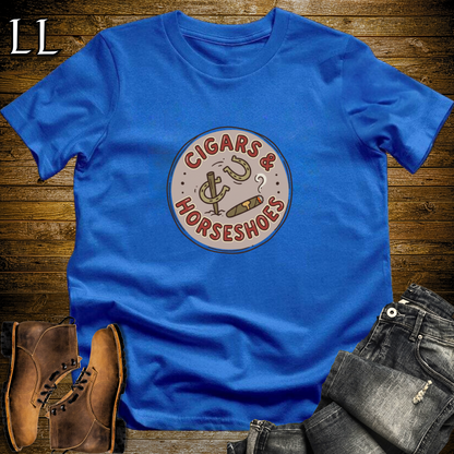 Cigars and Horseshoes T-Shirt Royal Blue | Cigar Gift For Him Tee